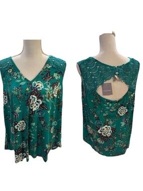 Daniel Rainn NWT Stitch Fix Green Floral Sleeveless Blouse Size 1X